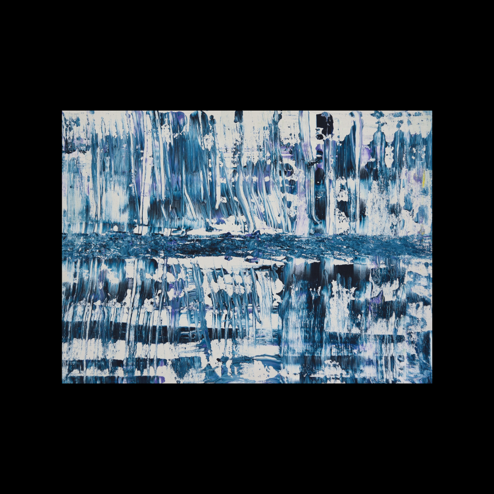 Abstract painting from Aegean Odyssey series, AO-7, palette knife, Aegean blues and whites